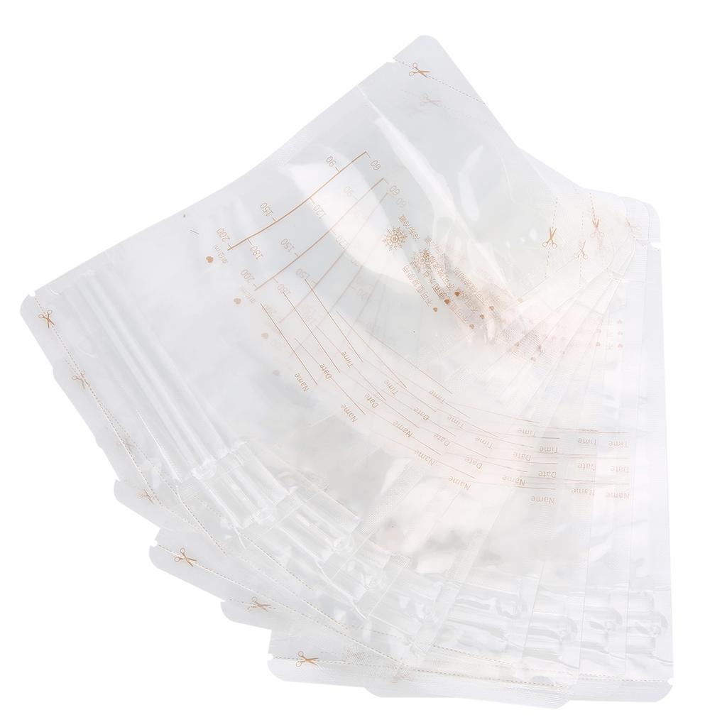 10PCS Breastmilk Storage Bags Storing PreSterilized Freezing Double Zipper Seal Bags 200ML