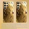 Honeycomb shaped pattern gold plated glass phone case suitable for Samsung Galaxy S26 S25 S24 S22 S21 S20FE/Ultra/Plus anti drop