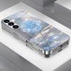 Blue Ice Rose Metallic Glass Phone Case Suitable for Samsung Galaxy S26 S25 S24 S22 S21 S20 FE/Ultra/Plus Anti Drop Rear Cover