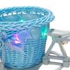 Rattan Trolley Flower Basket Decorative Tricycle with Colorful Flowers Woven Container Home Office Decor