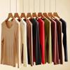 Donna Inverno Ultra-sottile Blocco Temperatura Top Colore Solido Alta Elasticità Manica Lunga Caldo Intimo Primo Strato Lingerie