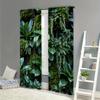 2pcs Natural Green Forest Print Curtains - Machine Washable Polyester, Semi-Transparent with Vibrant Moss & Foliage Design for B