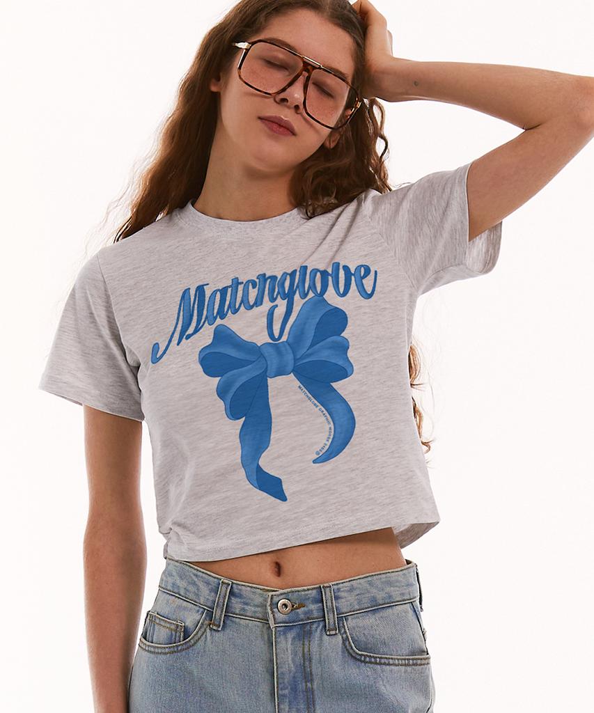 MATCHGLOBE Big Ribbon Crop Top (Light Melange)