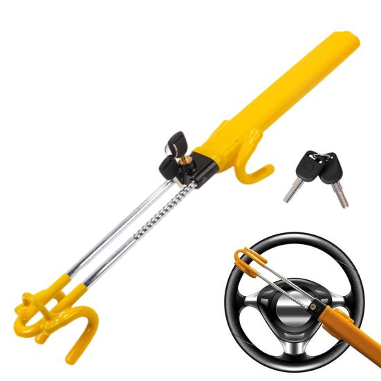 Twin Bar Car Steering Wheel Lock High Visibility Adjustable Universal Fit Heavy Duty Steering Wheel Lock Anti-Theft Device