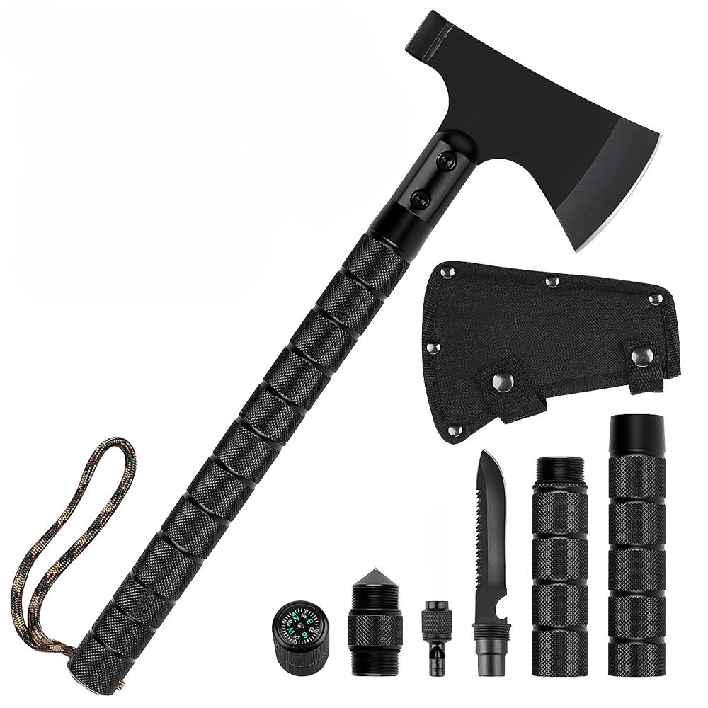 Carbon Steel Multi functional Battle Axe Portable Survival Axe Tool for Outdoor Camping, Hunting, and Emergency Situations