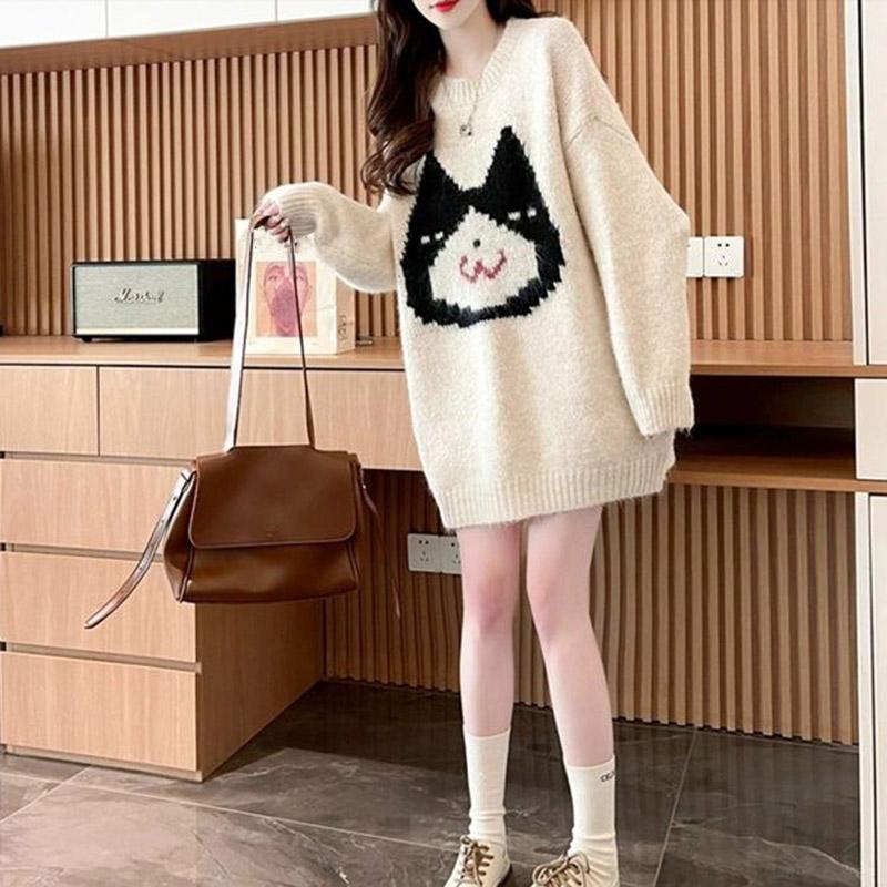 Pullover für Damen Herbst Winter Verdickter Pullover Warm Gestrickt Dehnbar Langarm Oversize Jumper Oberteile