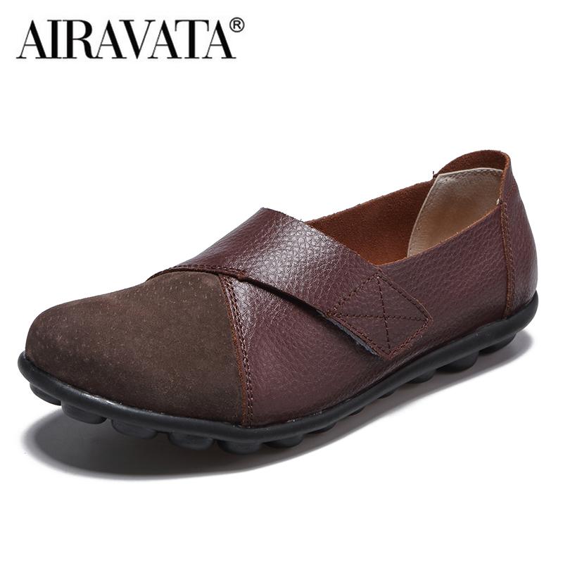 Woman's Flats Loafers Shoes Soft PU Leather Casual Shoes Big Size 35-44 Mocassin Boat Shoes for Women Hook Loop