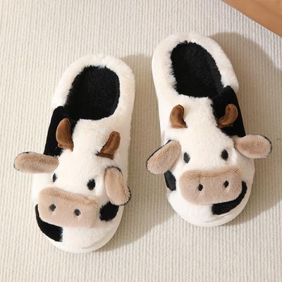 Pantoufles en coton de vache Accueil Commerce extérieur Pantoufles en coton transfrontalières Dessin animé en peluche Hiver Couple étudiant Pantoufles