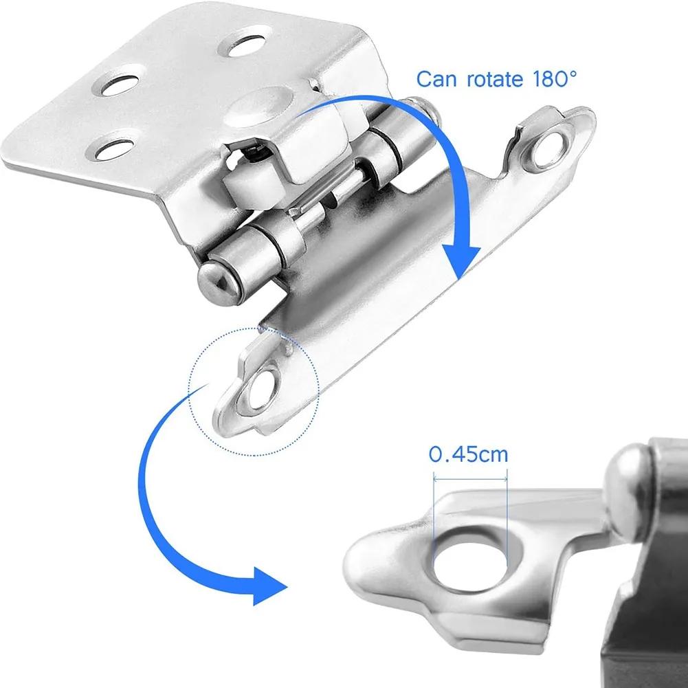 10pcs Self Closing Overlay Hinges Flush Cabinet Hinge Heavy Duty Cupboard Door Spring Self Closing Hinges Furniture Hardware