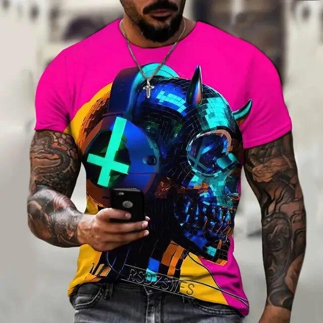 

Летняя мужская футболка Мужская рубашка Техническая информация Future Brain Robot Рубашка с круглым вырезом Футболка с 3D принтом Свободные размеры XXXL