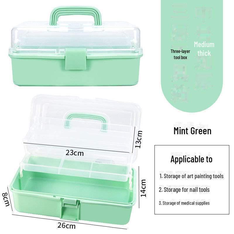 Large Capacity 3-Layer Transparent Art Tool & Pencil Storage Box
