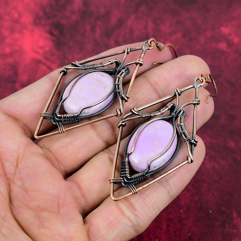 Phosphosiderite Earring Copper Wire Wrapped Earring Phosphosiderite Jewelry Handmade Gemstone Earring Copper Wire Wrap Jewelry Gifts For Her
