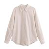 Fashion Style 2024 Summer New Arrival Women's Clothing All-Matching Graceful Vertical Lace Linen Blended Shirt 2556841