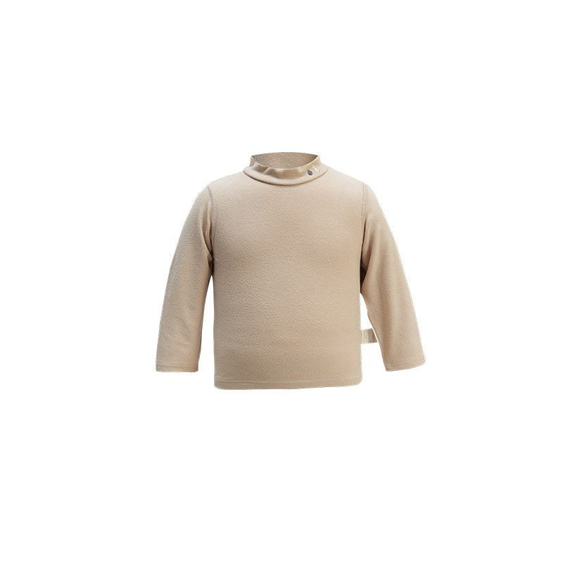 Whitewheat Boys  26 Autumn/Winter New Tops Girls  Stand-Up Collar Long-Sleeve Baby Solid Color Stylish Base Shirt Shallow coffee 130