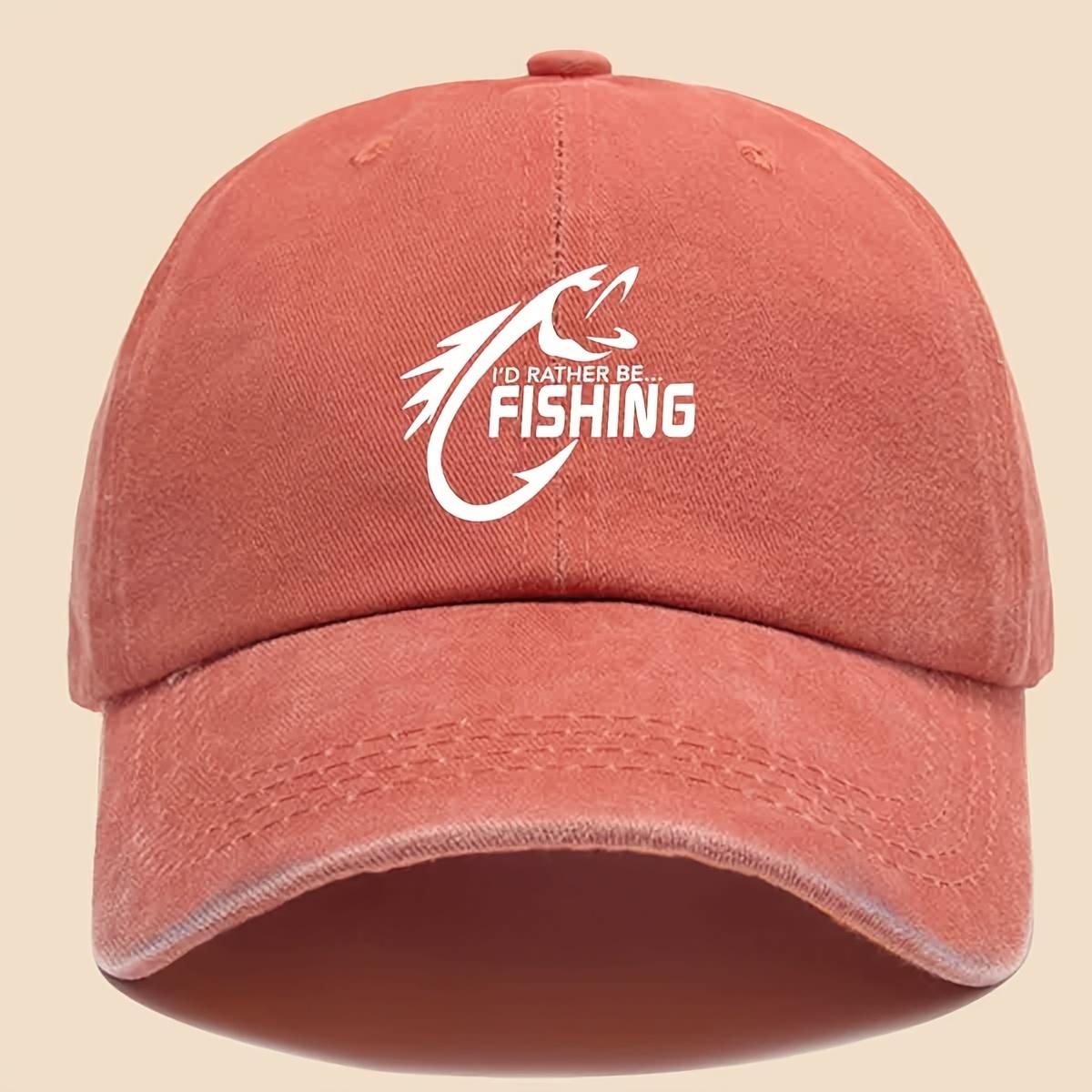 FisherUnisex ID RATHER BE FISHING Printed Baseball Cap for Outdoor Lure Fishing Fish Hook Enthusiasts Outdoor Hunting DadS C 1pc