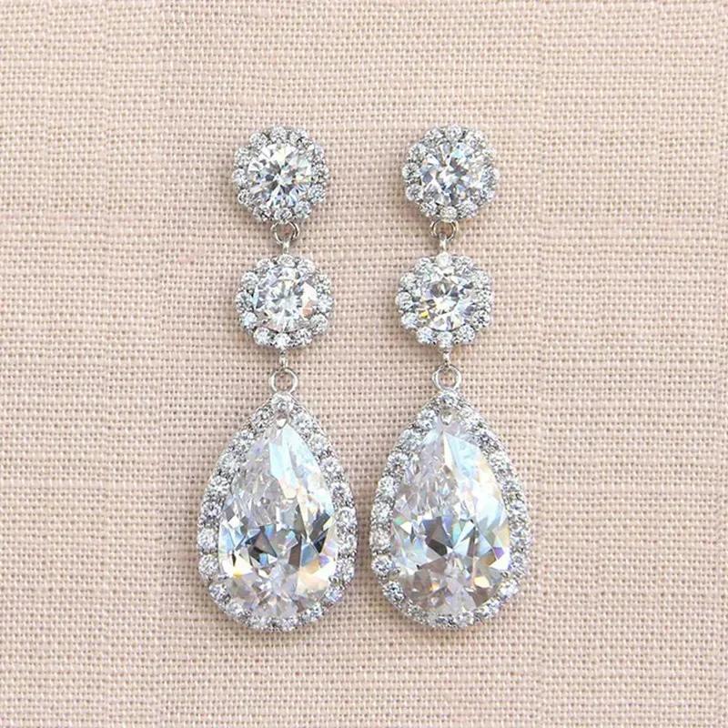 Luxury, High-End, Gorgeous Party, Water Droplet Zircon Earrings, Bride'S Wedding, Eternal And Dazzling Jewelry, Headwear