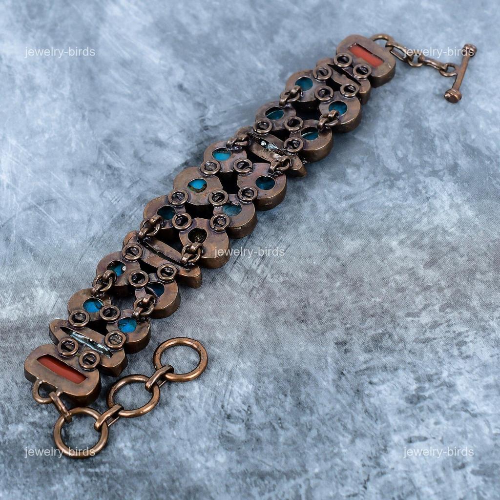Sleeping Beauty Turquoise Gemstone Copper Electroformed New Friendship Bracelet VP-123