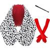 3 Stück Damen Halloween Deville Mantel Kostüm Dalmatiner Schal Schal Cosplay Zubehör Halloween Kostüm 1920er 1950er Kostüm Set