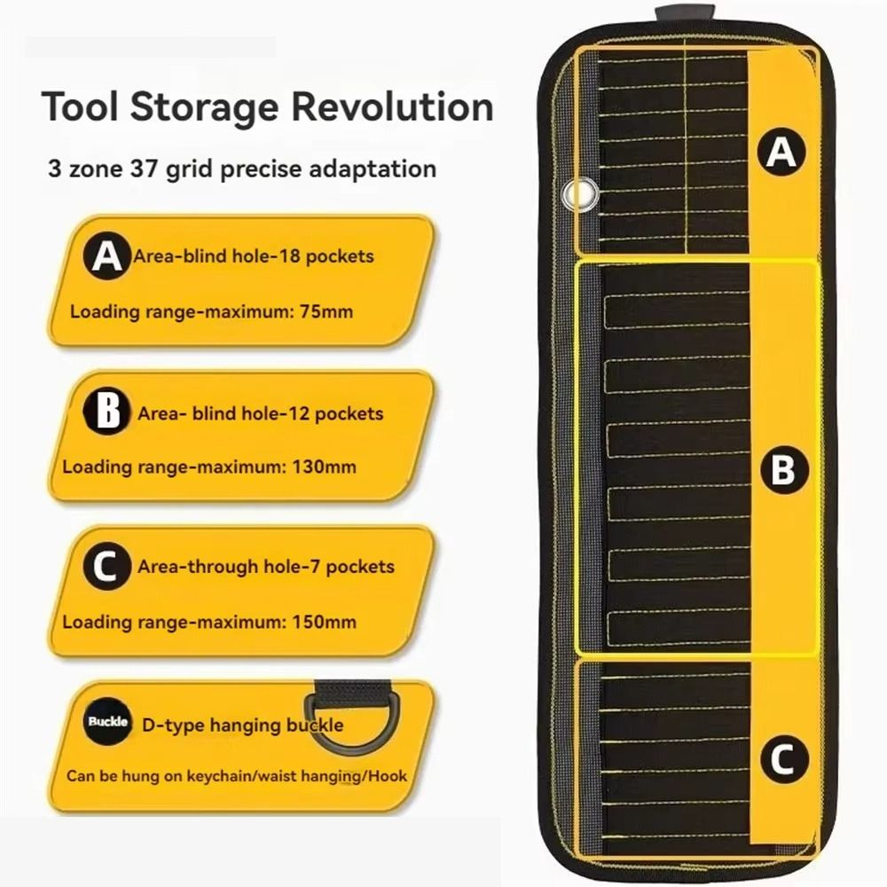 High Quality 37 Holes Screwdriver Bit Storage Bag Large Capacity Multifunctional Electrician Tool Bag Thickened Wear-Resistant