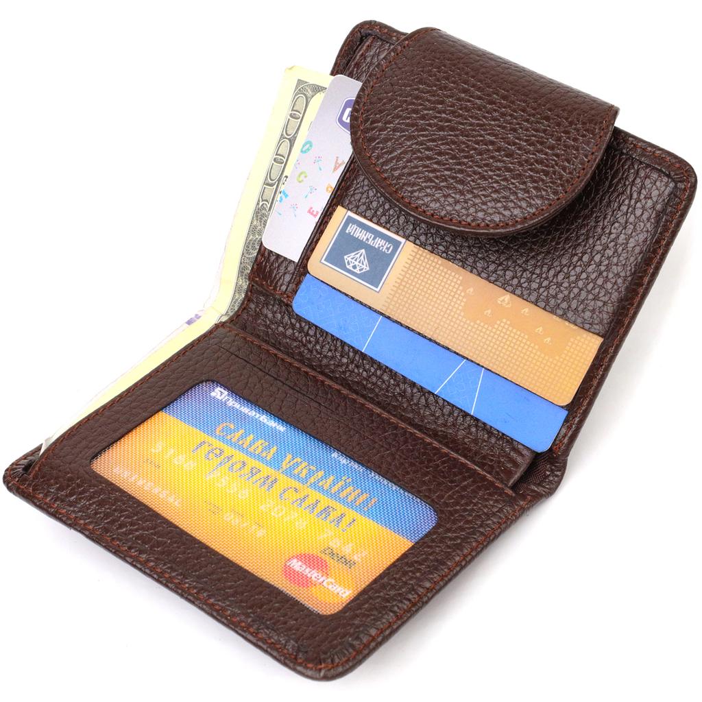 Practical Medium-sized Women's Purse Made of Genuine Grained Leather CANPELLINI 21808 Brown