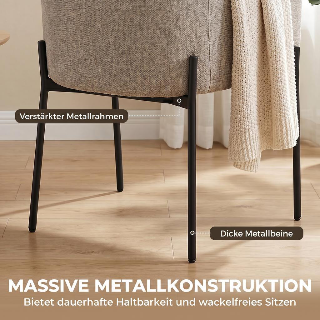 Chair Living Room Lounge Chair with Chenille Look, Armrests, Metal Legs for Bedroom, Light Brown