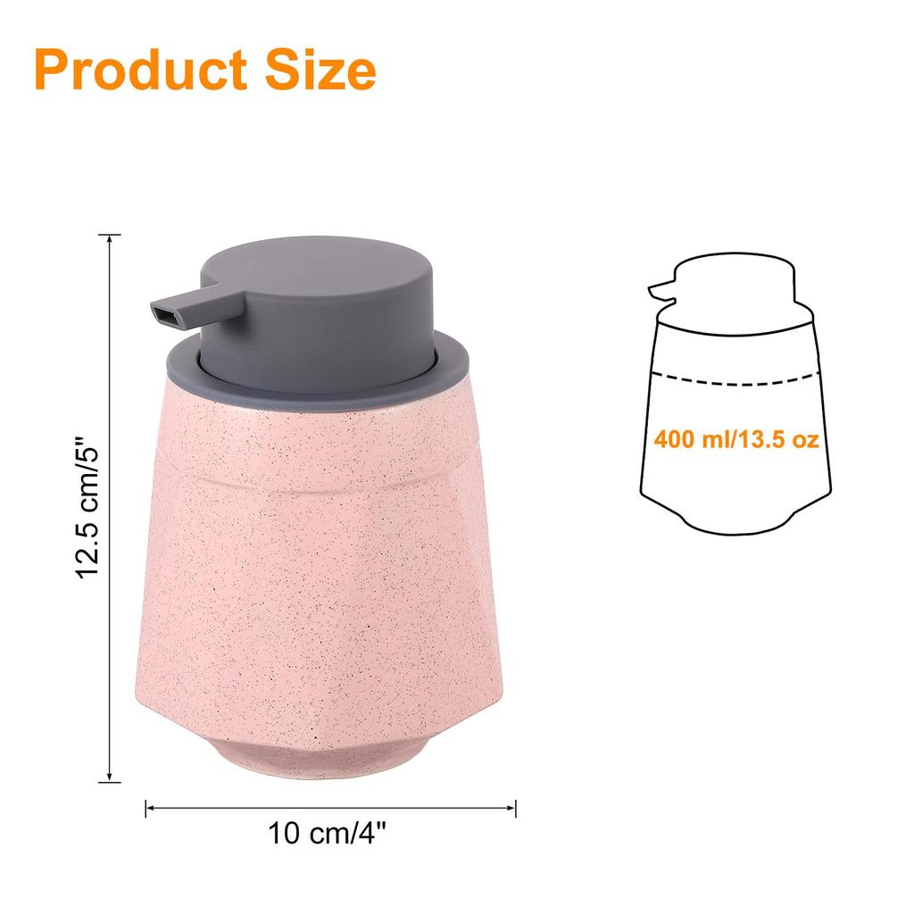 uxcell Foam Soap Dispenser Ceramic Foam Soap Pump for Bathroom 400ml Pink