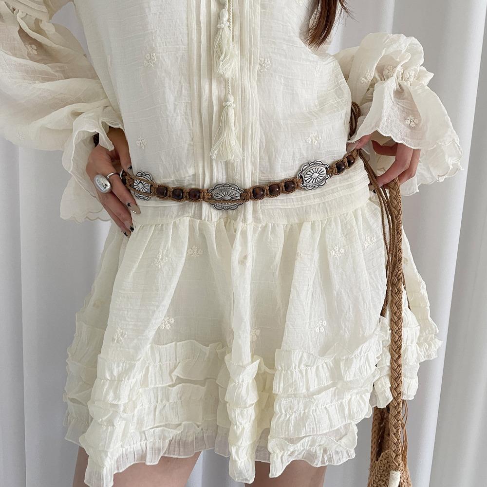 Wooden Beads Waist Chain Bohemian Style Ladies Belt Fashion Waist Belt верблюд