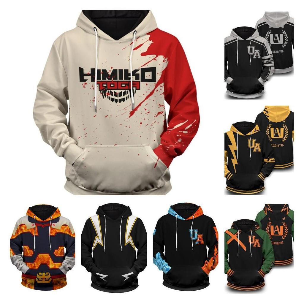 Felpa con cappuccio My Hero Academia Anime Midoriya Izuku stampata da uomo e da donna, a maniche lunghe, casual, ampia, stile Harajuku Streetwear