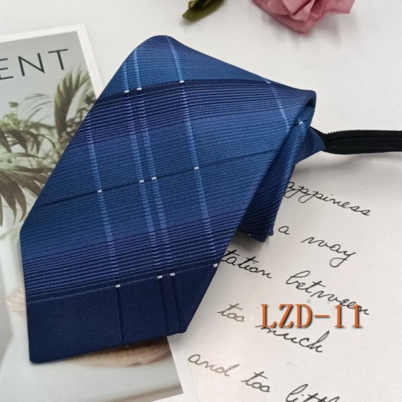 Men's Formal Business Tie with 8cm Zipper, Striped Black Tie, No Knotting Required.