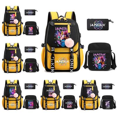 3 Stuks/set Anime Schattige Kpop Demonenjagers Bedrukte Rugzak met Schoudertas voor Tiener Student Meisje Jongen Boekentas Grote Capaciteit Reistas Kindercadeau