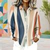 Women Plus Size Printed Collared Long Sleeve Shirt Button Front Curved Hem Pink Black White Gray