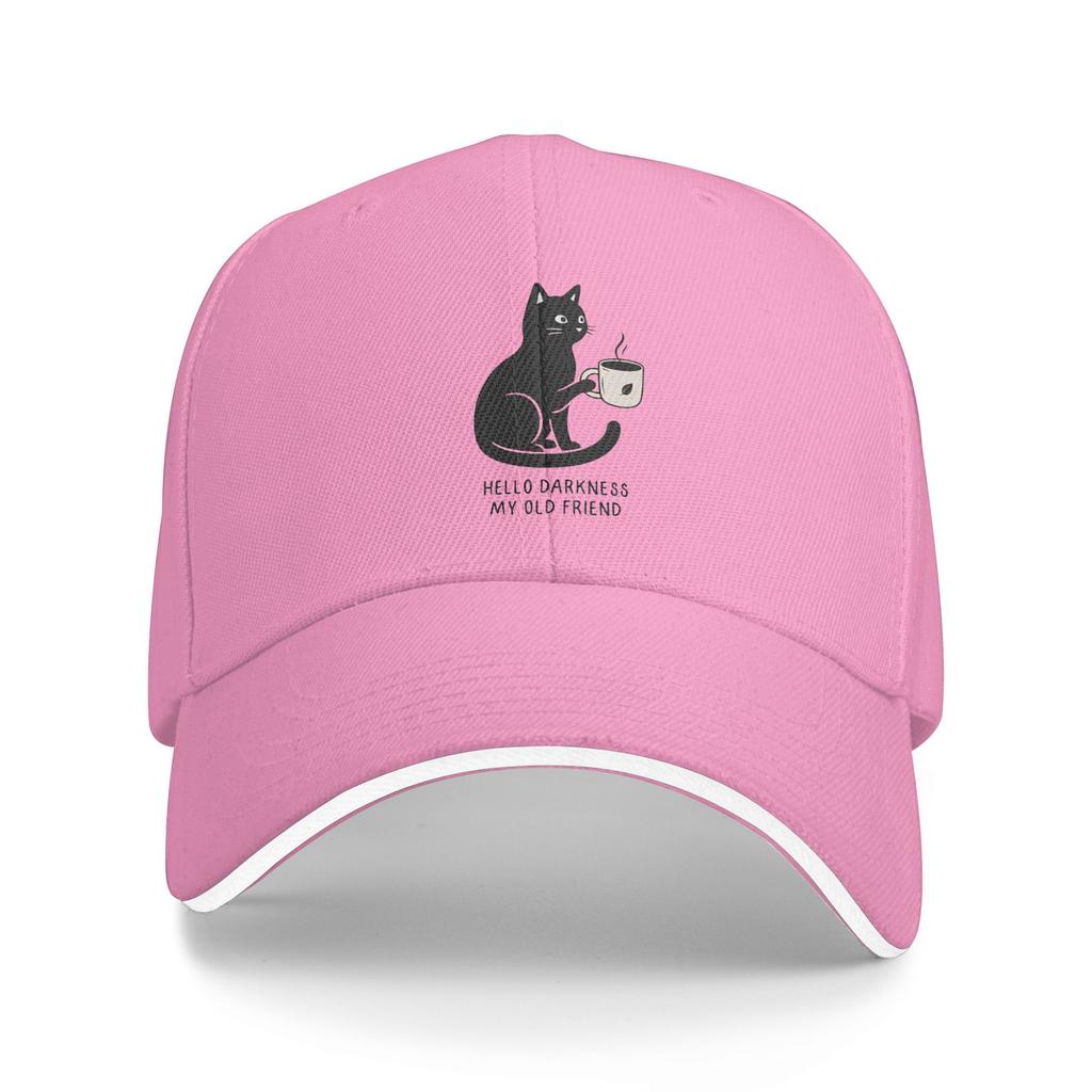 Summer Hello Darkness My Old Friend Baseball Cap Cat coffee Hiking Fishing Stylish Hats Unisex Women SunProof Snapback Cap
