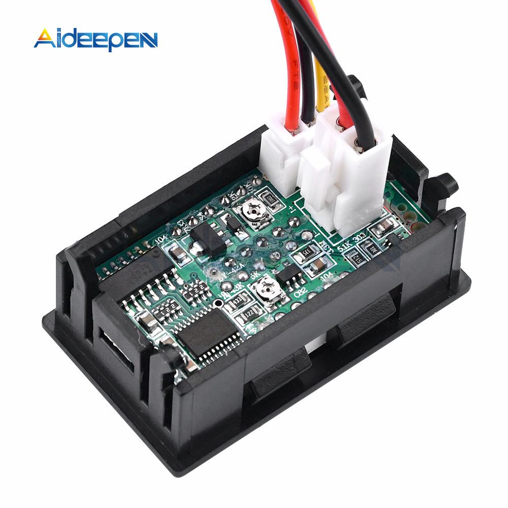 0.28 Red Blue Digital LED Mini Display Module DC0-100V DC0-200V Voltmeter Voltage Tester Panel Meter Gauge for Motorcycle Car