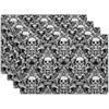 Gothic Skull Placemats, Halloween Skeleton Decorative Linen Place Mat, Spooky Day Of The Dead Table Mats For Kitchen Dining