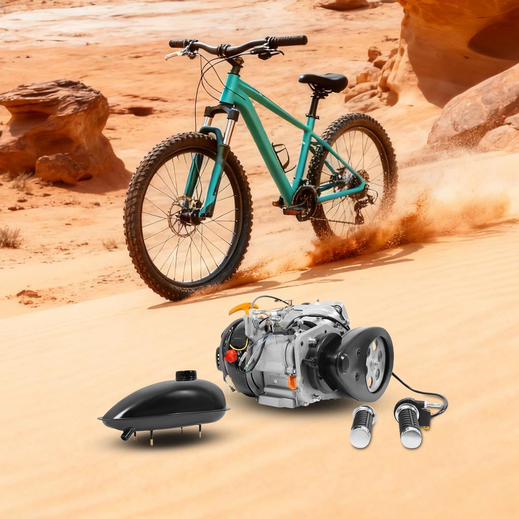 100cc 4-Stroke Gasoline Engine Kit (Belt Drive)-Single Cylinder,Air-Cooled,44 Teeth,Reliable & Powerful for Mountain/Gravel Bike