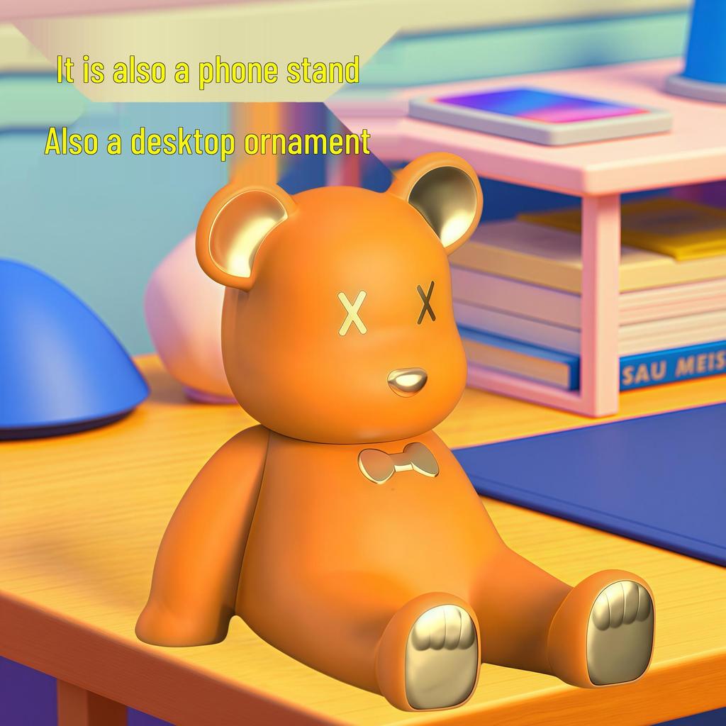 Adorable Strawberry Bear Phone & Tablet Stand - Cute Anime Style Desktop Ornament