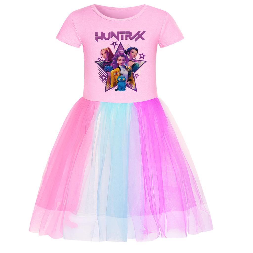 Kpop Witch Hunt Anime Peripheral Girl Rainbow Lace Skirt Summer Big Swing Comfortable Beautiful Cute Dress