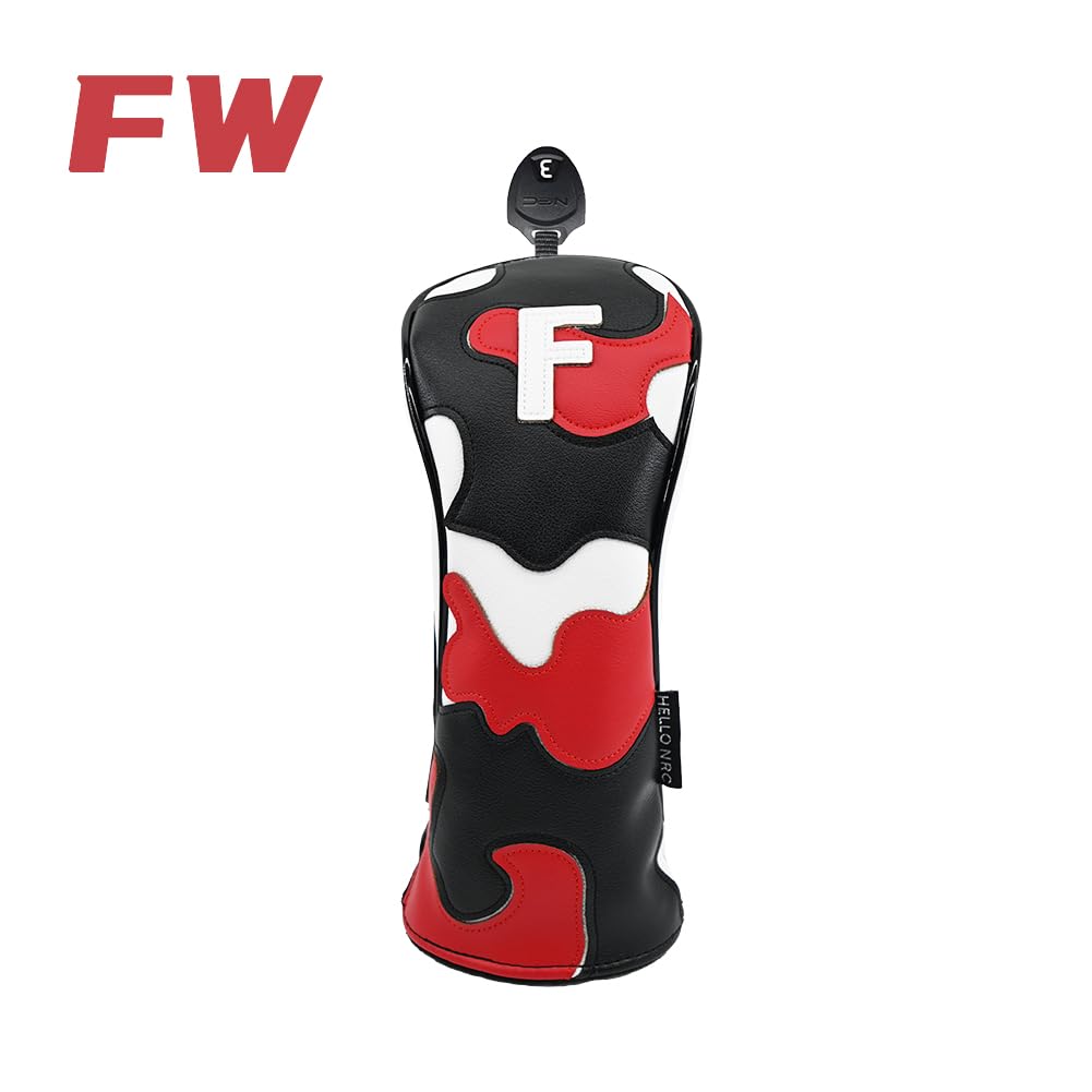 Waterproof Camouflage Golf Headcover for and UT Clubs X Drivers, 440cc, 460cc, Woods, Utilities, (Red Camouflage, Shaft)
