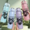 1PC Crossed Pistols Western Grunge Print 750ml Colorful Plastic Sports Water Bottle Leakproof Pop Up Lid with Straw for Outdoor Work Home Use