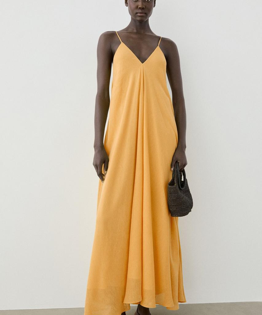 Masimodutti Linen V-Neck Fluid Dress