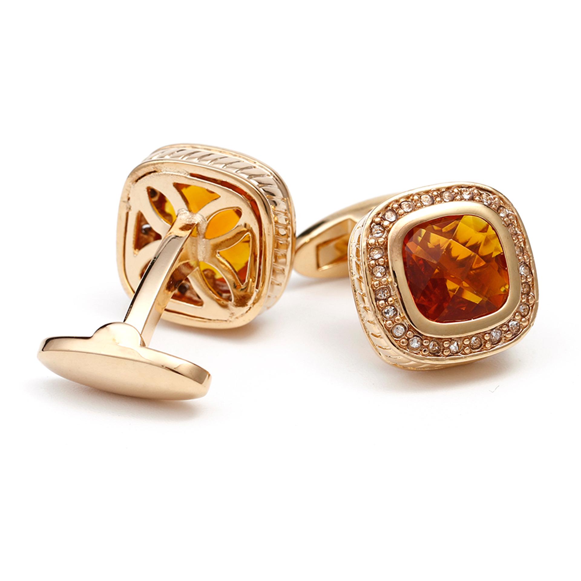 

Мужские золотые квадратные запонки со стразами из циркония - 1 пара Manual