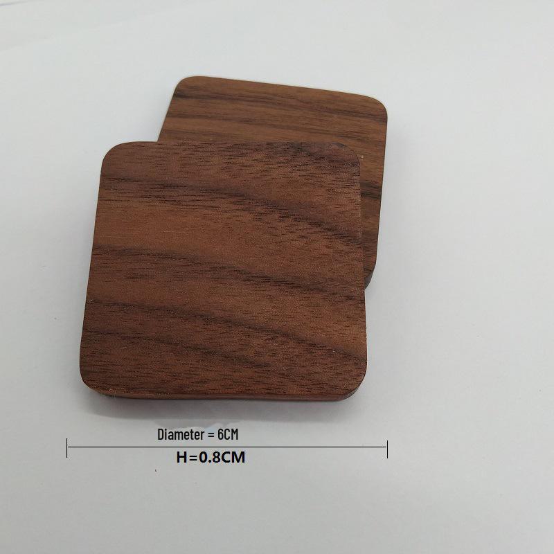 

Набор деревянных подставок для чая и кофе с гравировкой, креативными изоляционными прокладками и подносами Walnut Small 6*6*0.8CM Square Flat
