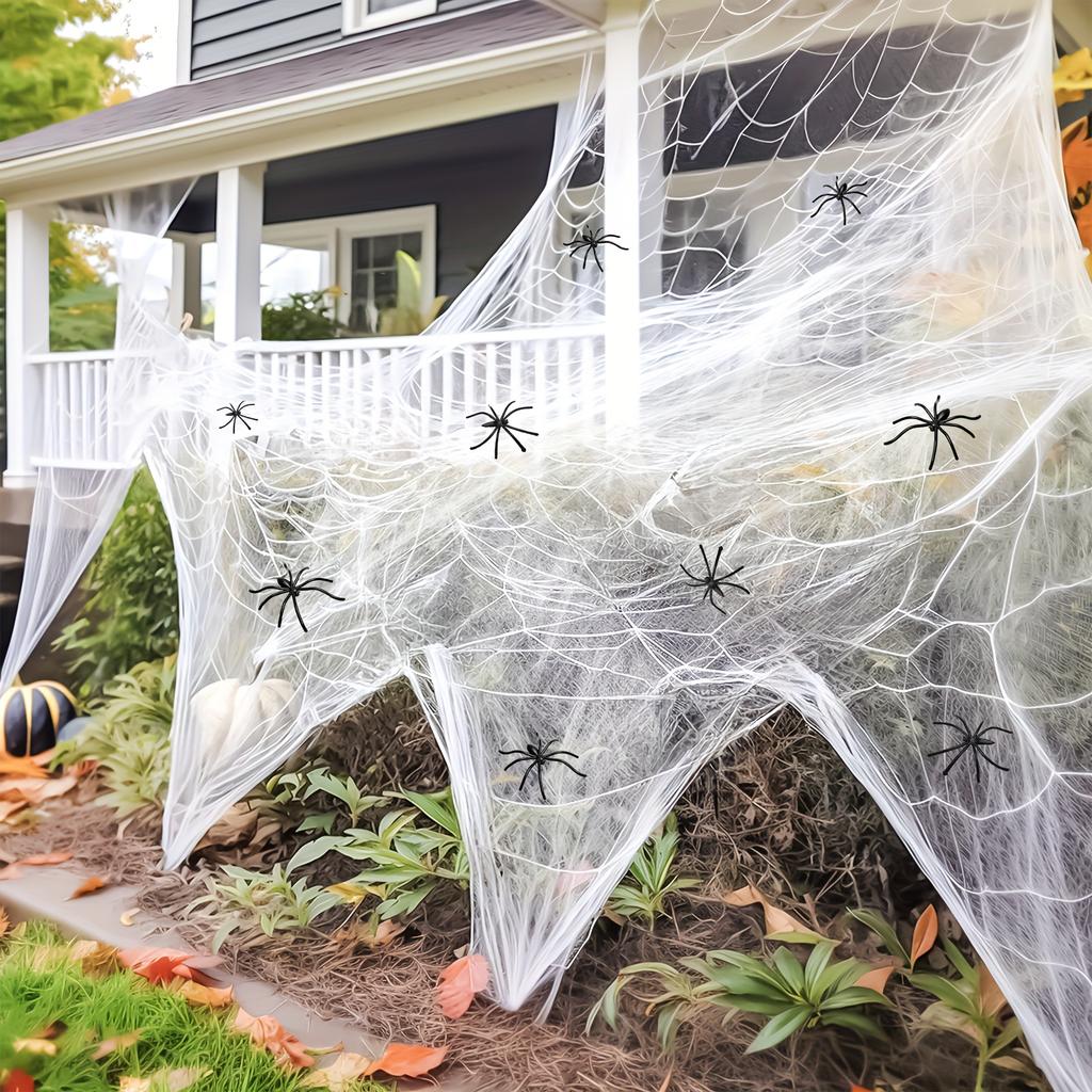 1 Set, 60 Soft Spider Webs Halloween Decorations with 6 Fake Spiders, Super Stretch Cobwebs for Halloween Indoor Outdoor