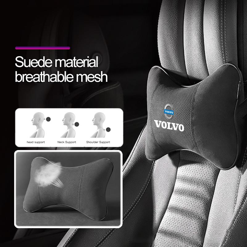 Car Suede Headrest Neck Support Auto Seat Accessories For Volvo ES90 EC40 EX40 EM90 XC90 V90 V60 XC60 V40 S80 S60 S90 C40 XC40