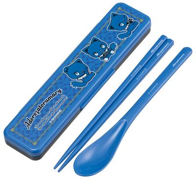 Conjunto Talheres Skater Pauzinhos e Colher Bento Adulto Silencioso Silicone Feito em Adrosa Tormarie, 18cm, Antibacteriano, Caixa, Tamanho, Amortecedor, Japão, CCS3SAAG-A