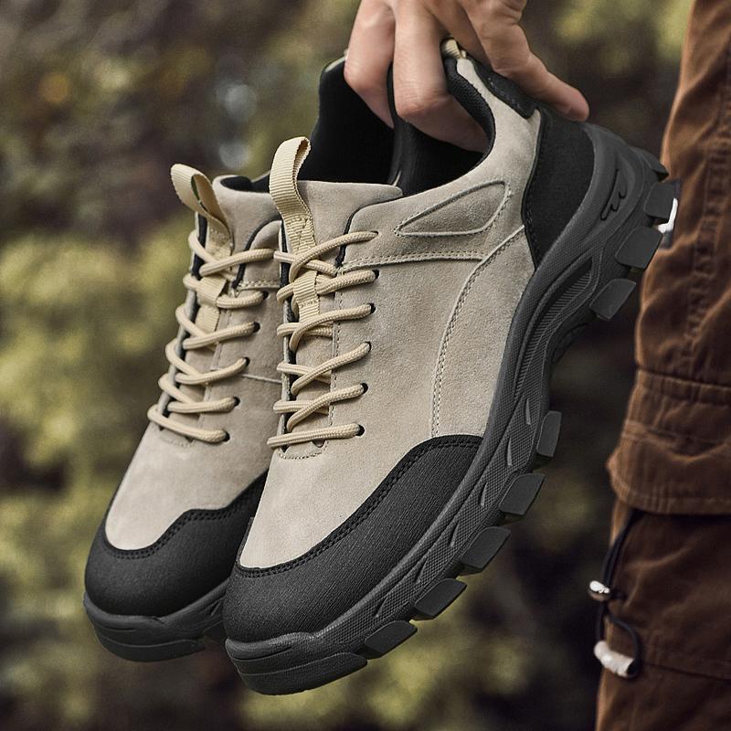 Outdoor Mens Casual Shoes Non-Slip Genuine Leather Sneakers Walking Shoes Hot-selling Male Treking Footwear Trainers