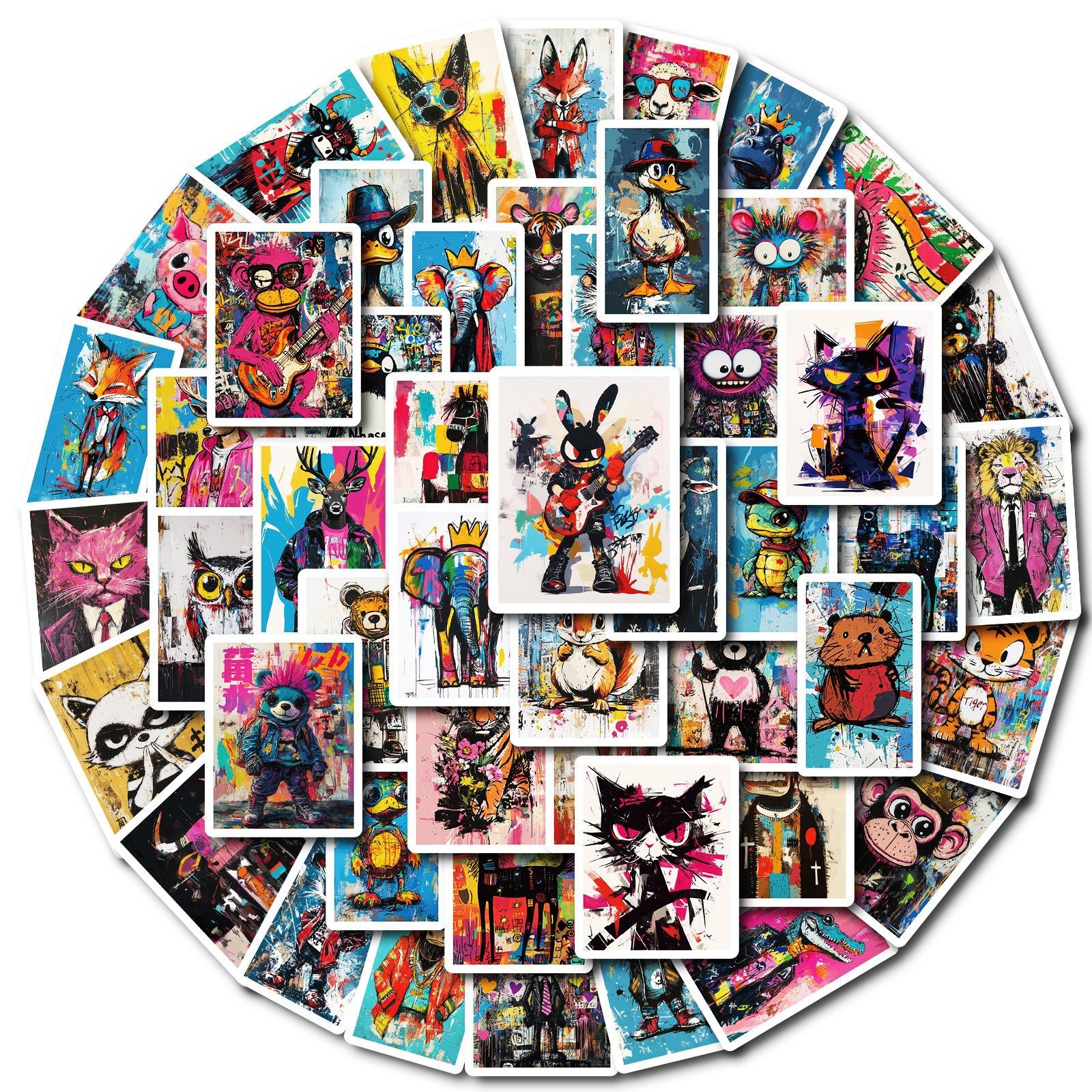 

New 50 Creative Hand-painted Oil Painting Graffiti Stickers Artistic Waterproof Stickers