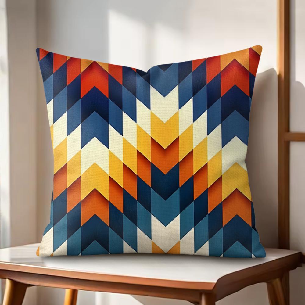 Calm Geometric Color Cushion Cover Natural Linen Organic Fabric DoubleSided Printing Couch Pillow Covers Home Decor