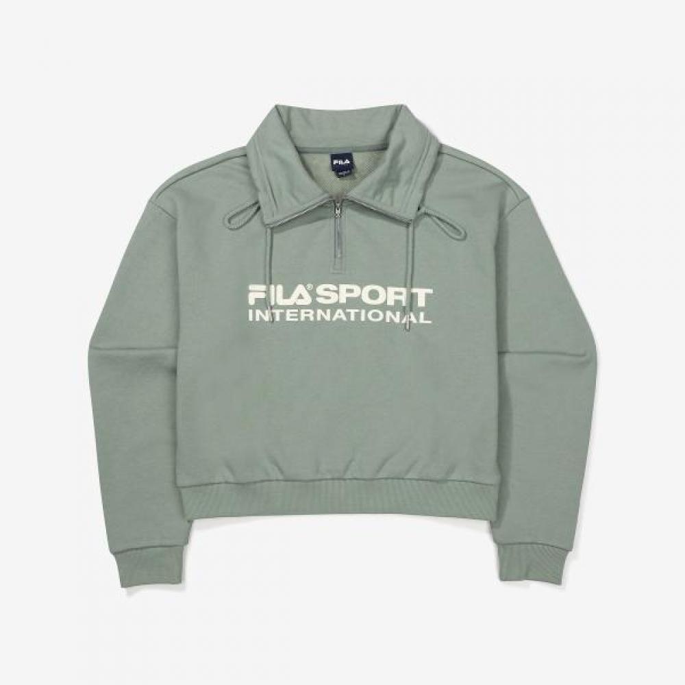 Fila Big Logo Cotton Blend High Neck Sweatshirt DARKMINT/095