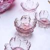Nordic Style Glass Sakura Disc Gold Inlay Flower Candle Holder Creative Sauce Bowl  Ice Cream